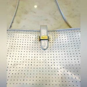 Vintage Authentic Salvatore Ferragamo Perforated Leather Crossbody